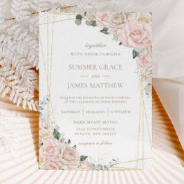 Elegant Champagne Ivory  Blommigten Bröllop Inbjudningar