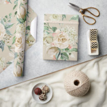 Elegant Champagne Kräm Blommig Botanisk Bröllop