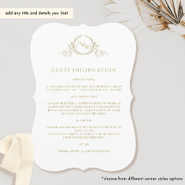 Elegant Champagne Monogram Guest-informationskort Inbjudningar
