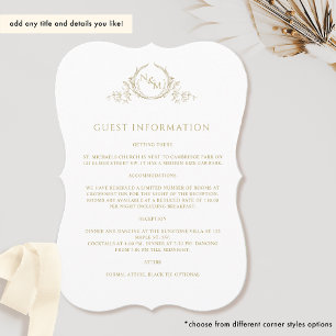 Elegant Champagne Monogram Guest-informationskort Inbjudningar