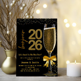 Elegant Champagne New Year's Eve Party Invitation Inbjudningar