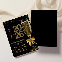 Elegant Champagne New Year's Eve Party Invitation Inbjudningar