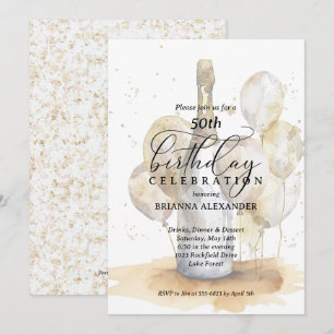 Elegant Champagne och ballonger Inbjudningar