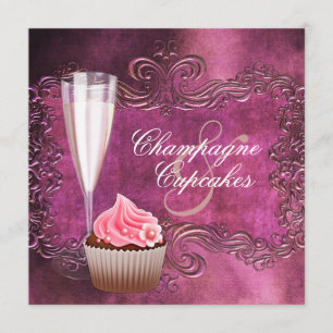 Elegant champagne- och cupcake-möhippa inbjudningar