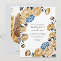 Elegant Champagne och dammig blå blomsterbröllop