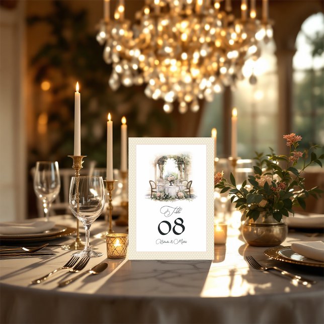 Elegant Champagne och  "gamla pengar" Bröllop Bordsnummer (Elegant Champagne and Blush "Old Money" Wedding Table Number)