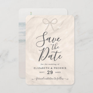 Elegant Champagne Pearl Bow Custom Photo Wedding Spara Datumet