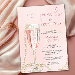 Elegant Champagne Pearls & Prosecco Möhippa Inbjudningar