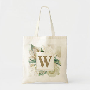 Elegant Champagne Ro Blommigt Monogram Bröllop Tygkasse