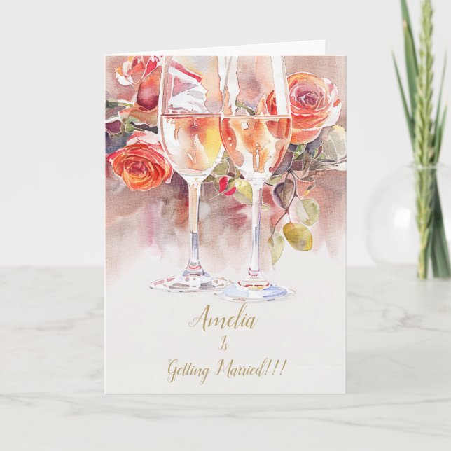 Elegant Champagne & Ro Förlovning Meddelande (Framsida)