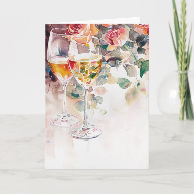 Elegant Champagne & Ro Förlovning Meddelande (Framsida)