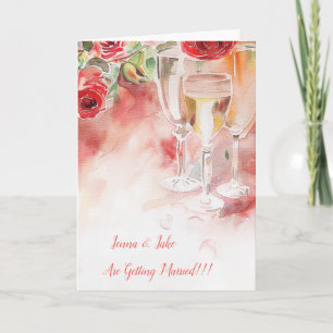 Elegant Champagne & Ro Förlovning Meddelande