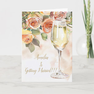 Elegant Champagne & Ro Förlovning Meddelande