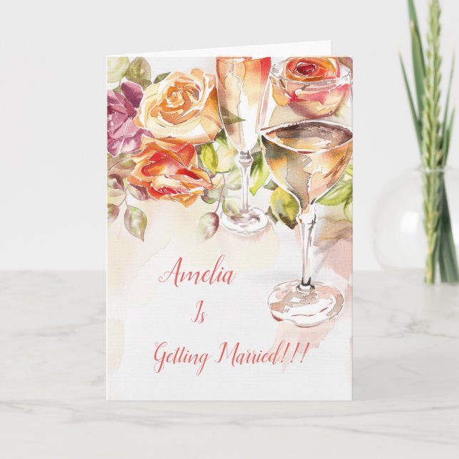 Elegant Champagne & Ro Förlovning Meddelande (Framsida)