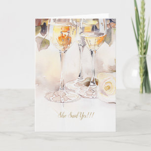 Elegant Champagne & Ro Förlovning Meddelande