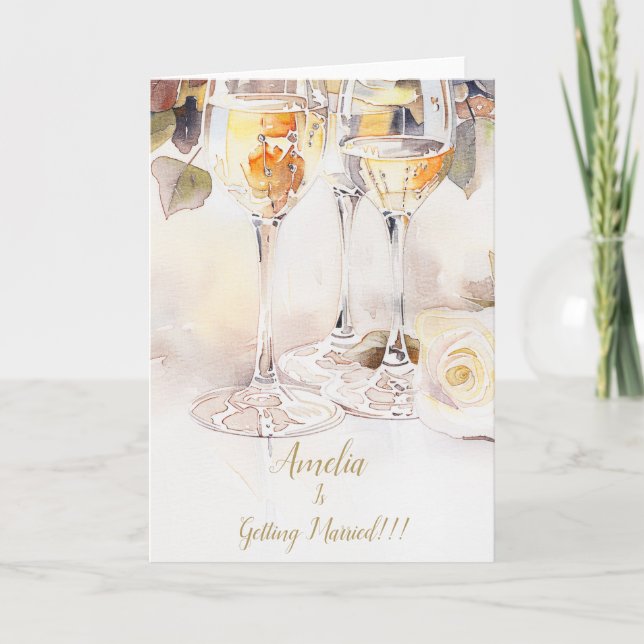 Elegant Champagne & Ro Förlovning Meddelande (Framsida)