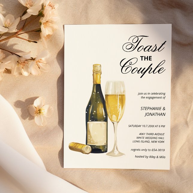 Elegant champagne skål under Förlovningen Inbjudningar (Elegant champagne toast the couple Engagement )