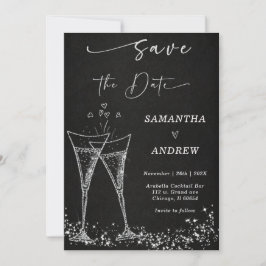 Elegant Champagne Spara datum Bröllop Inbjudningar