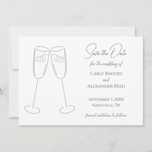 Elegant Champagne - spara datuminbjudan Spara Datumet (Framsida)