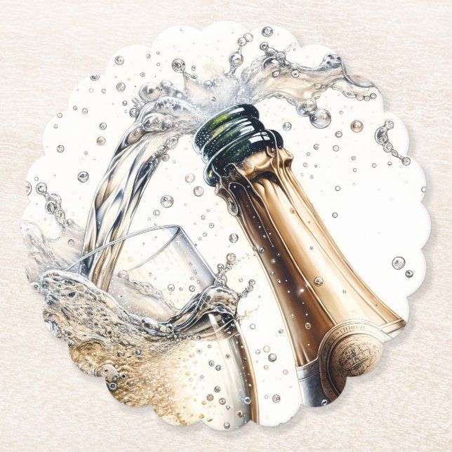 Elegant Champagne Splash Bröllopsdusch Underlägg Papper (Framsida)