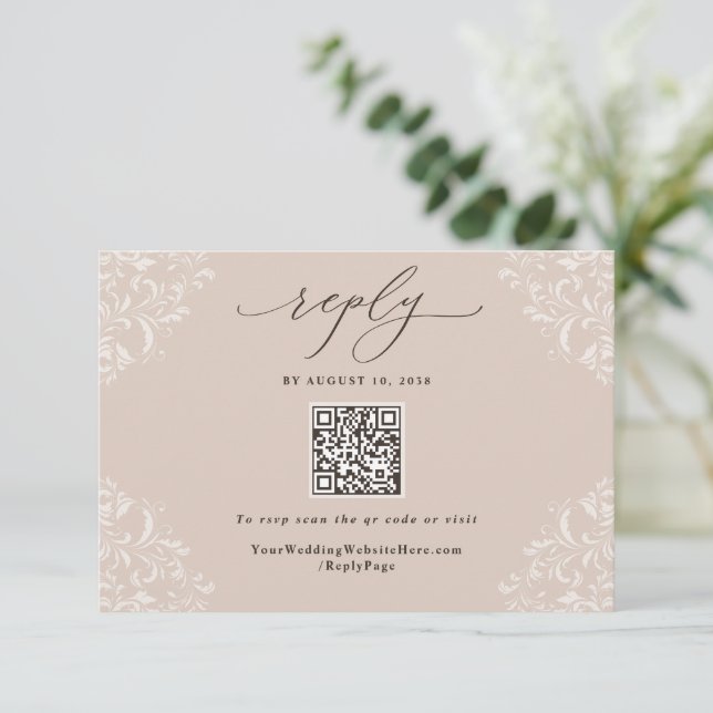 Elegant Champagne Tan Neutral Bröllops QR-kod OSA Kort (Stående Fram)
