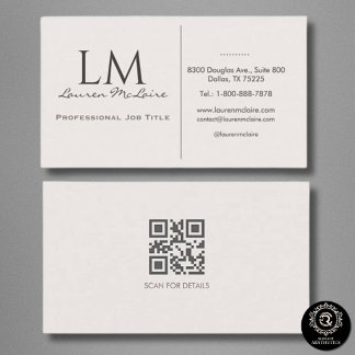 Elegant Champagne Taupe Monogram Signatur Visitkort