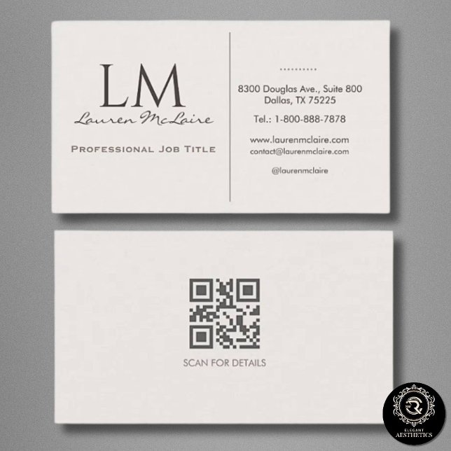 Elegant Champagne Taupe Monogram Signatur Visitkort (Elegant Champagne Taupe Monogram Signature Business Card)