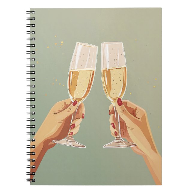 Elegant Champagne Toast Firande Anteckningsbok (Framsidan)