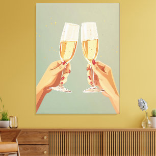 Elegant Champagne Toast Firande Canvastryck