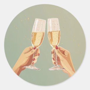 Elegant Champagne Toast Firande Runt Klistermärke