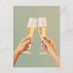 Elegant Champagne Toast Firande Vykort