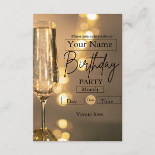 Elegant Champagne Toast Födelsedagsinbjudan Inbjudningar