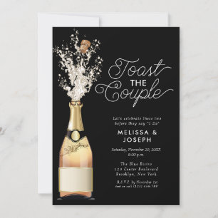 Elegant Champagne Toast Guld Förlovningsfest Inbjudningar