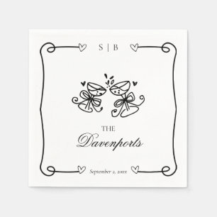 Elegant Champagne Toast Hand plockade Doodle Bröll Pappersservett
