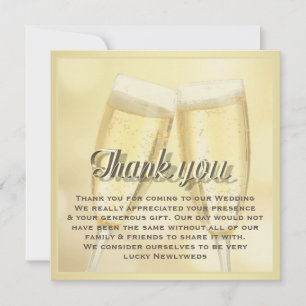 Elegant Champagne Toast Photo Bröllop Tack Anteckningskort