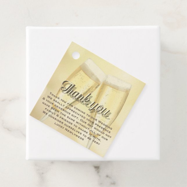 Elegant Champagne Toast Photo Bröllop Tack Gåvor Etiketter (På plats)