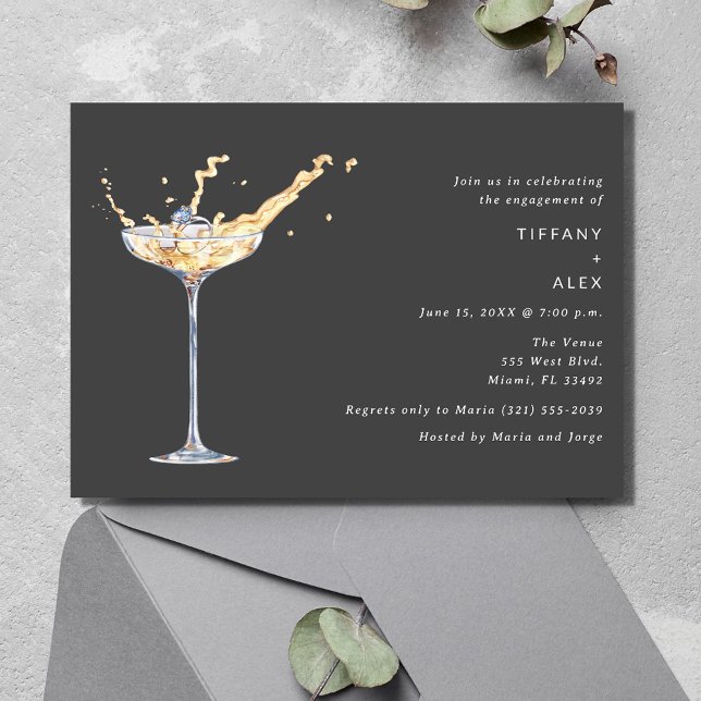 Elegant Champagne Toast Photo Förlovningsfest Inbjudningar (Elegant Champagne Toast Photo Engagement Party Invitation)