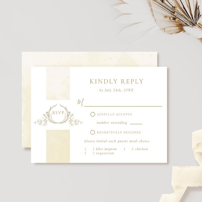Elegant Champagne Watercolor Bröllop Monogram OSA (Skapare uppladdad)