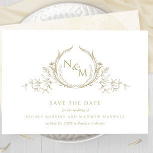 Elegant Champagne Watercolor Monogram Spara Datumet