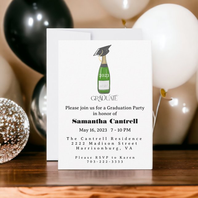 Elegant champagneflaska examensfest Klass av Inbjudningar (Skapare uppladdad)