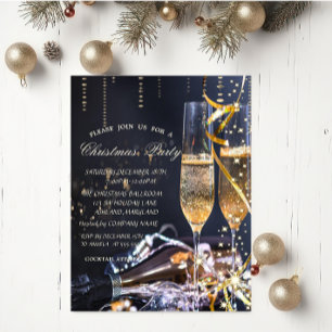 Elegant champagneglas julfest inbjudningar