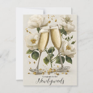 Elegant champagnetoast med vita rosor vykort