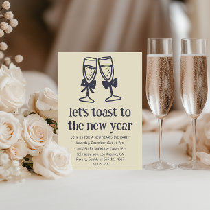 Elegant champagnetoast Nyårsfest Inbjudningar