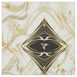 Elegant Champane Silke & Guld abstrakt blommor Fab Tyg