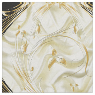 Elegant Champane Silke & Guld abstrakt blommor Tyg