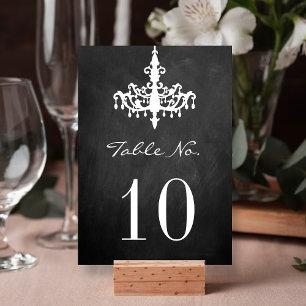 Elegant Chandelier Chalkboard Bröllop Collection Bordsnummer