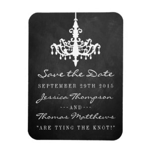 Elegant Chandelier Chalkboard Bröllop Collection Magnet
