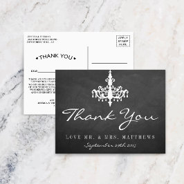 Elegant Chandelier Chalkboard Bröllop Collection Vykort