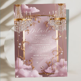 Elegant Chandelier Rosa Clouds Bröllop Tilläggskort