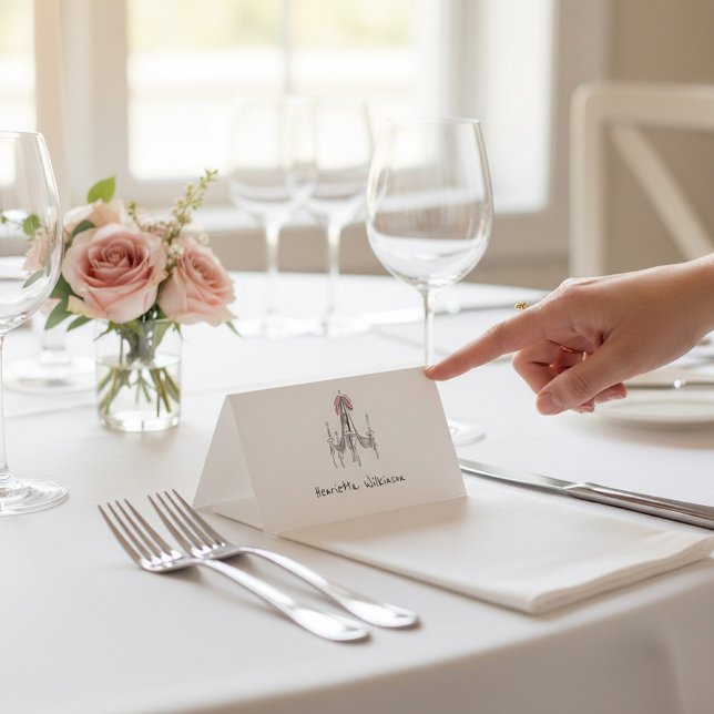 Elegant Chandelier Script Name Wedding place card Bordsnummer (Skapare uppladdad)